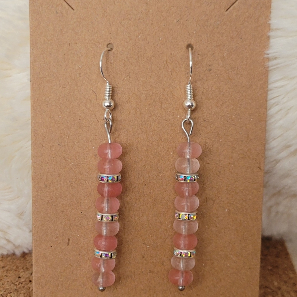 Elegant Pink Beaded Earrings